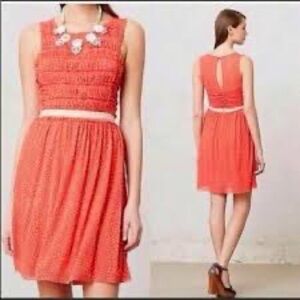 NWT- Anthropologie/Postage Stamp Ruched Swiss Dot  Dress